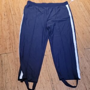 Navy Blue Golf Pants with White Stripes And Removable Stirrup